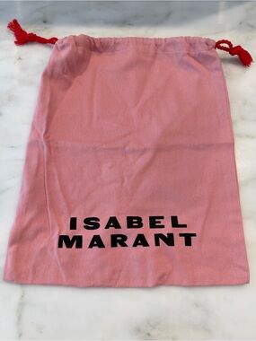 Isabel Marant Pink Drawstring Logo Dust Bag with Red Cord